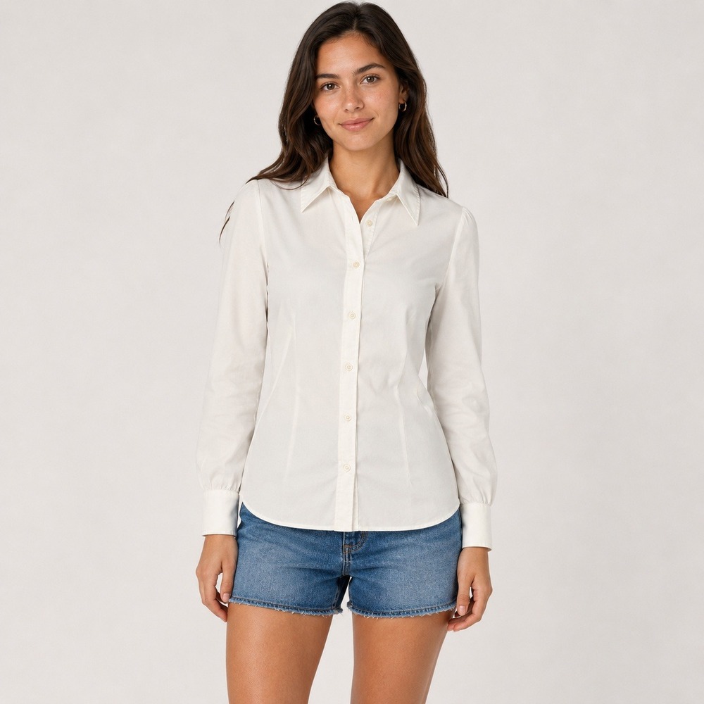 Vintage Eddie Bauer Gordon of Philadelphia White Button Down Blouse Size 6